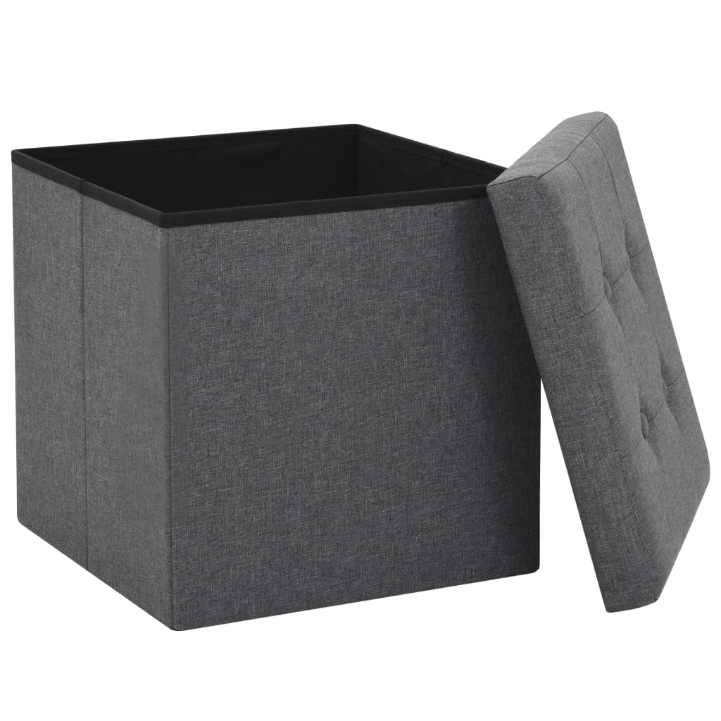 vidaXL Zložljiv stolček s prostorom za shranjevanje temno sivo platno
