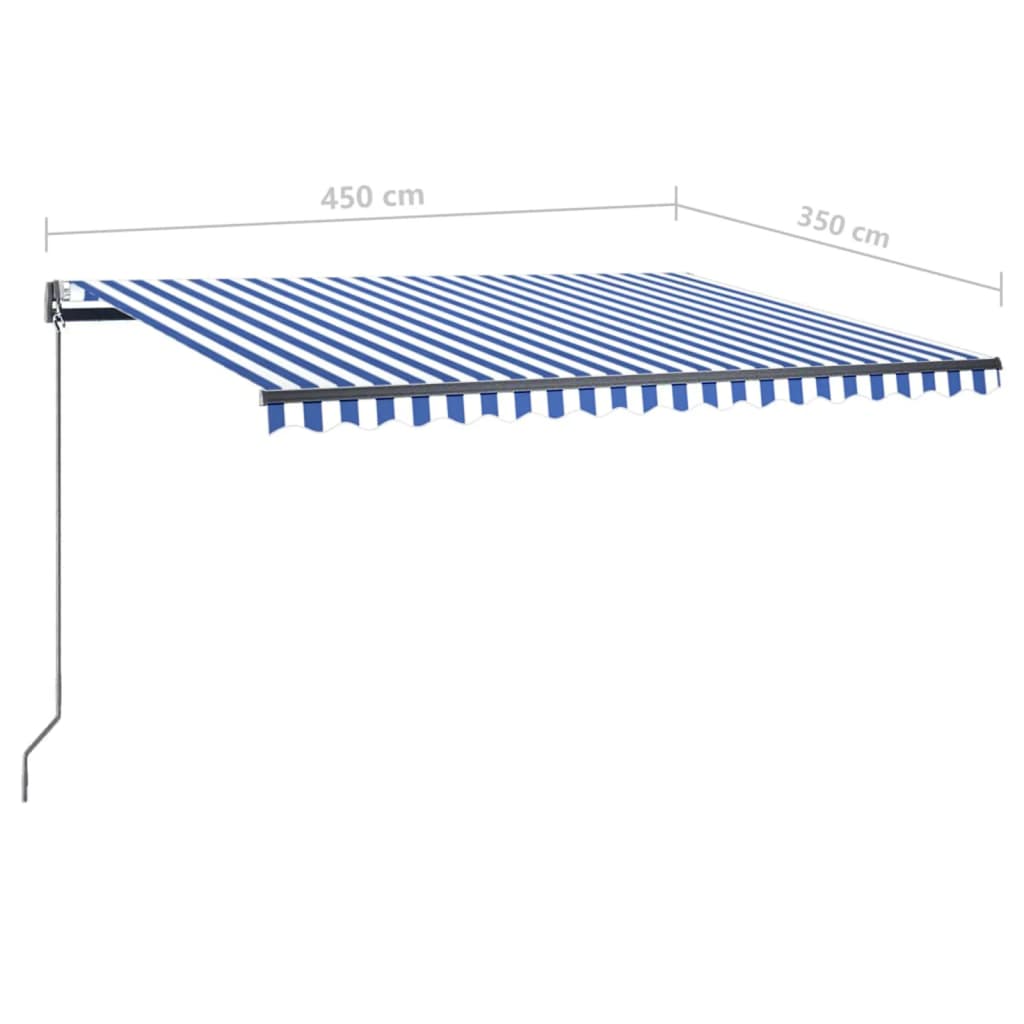 vidaXL Prostostoječa avtomatska tenda 450x350 cm modra/bela