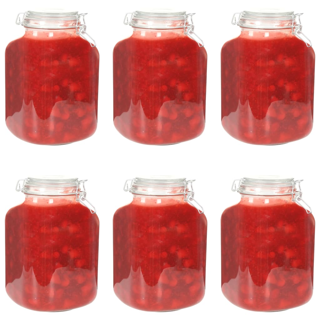 vidaXL Stekleni kozarci za marmelado z zapiralom 6 kosov 5 L