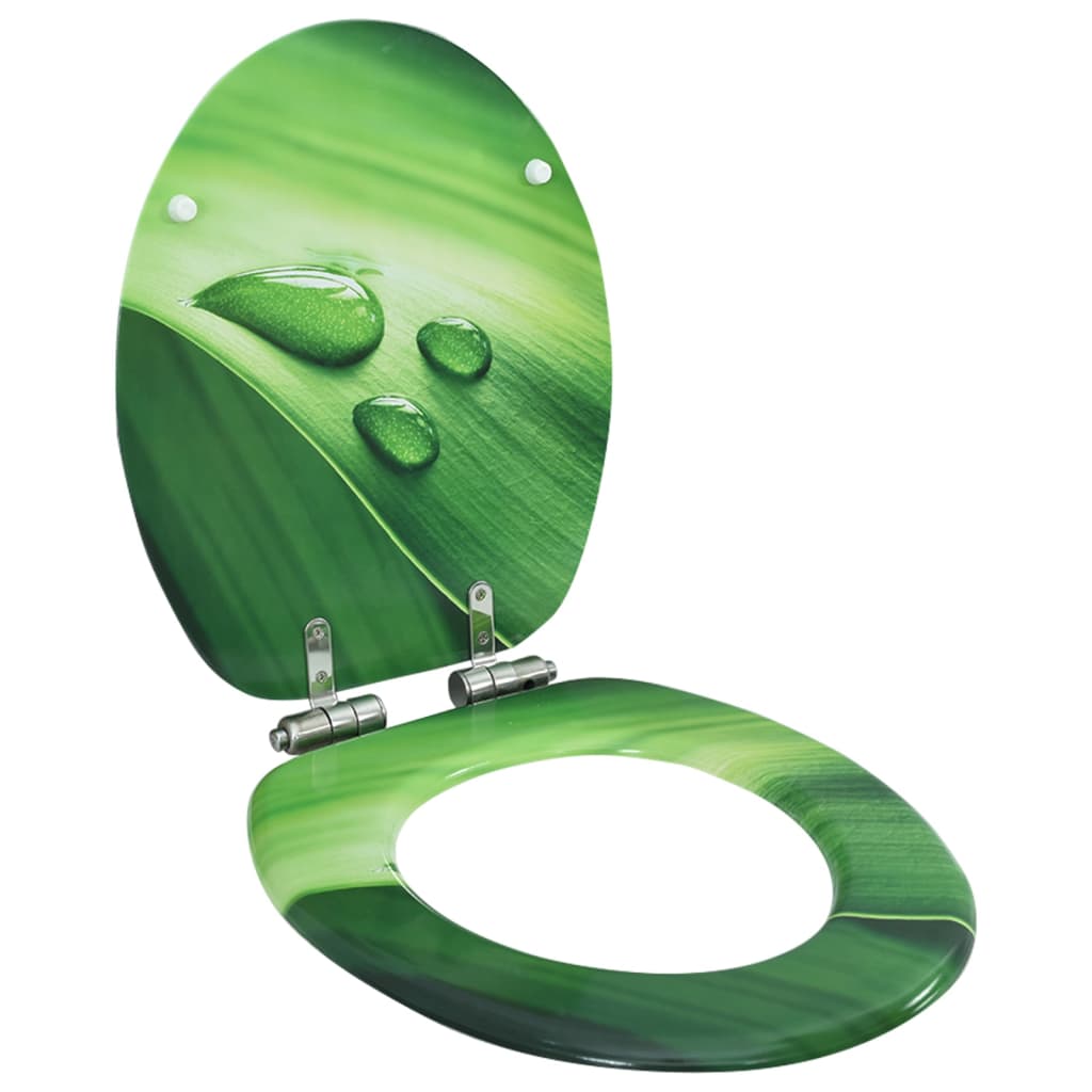vidaXL Deska za WC školjko počasno zapiranje MDF zelena vodna kapljica