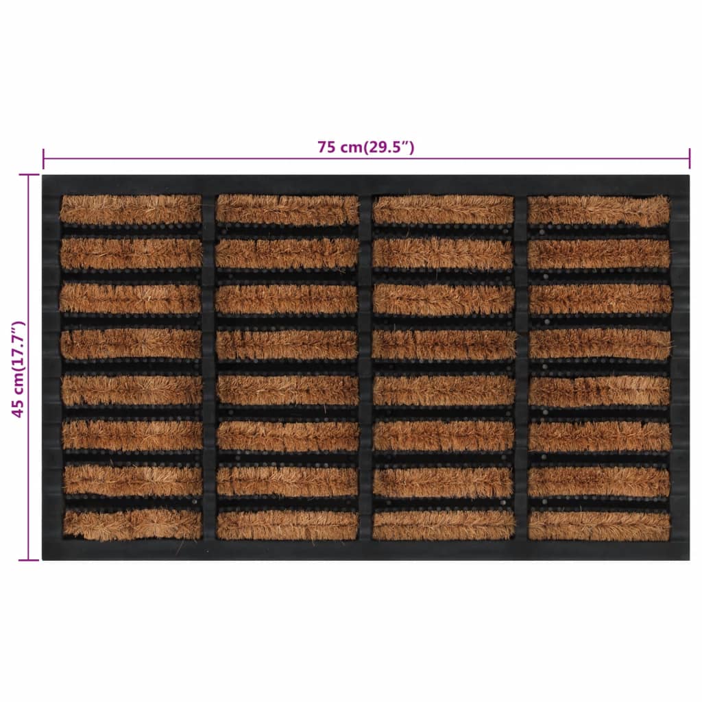 vidaXL Predpražnik pravokoten 45x75 cm guma in kokosova vlakna