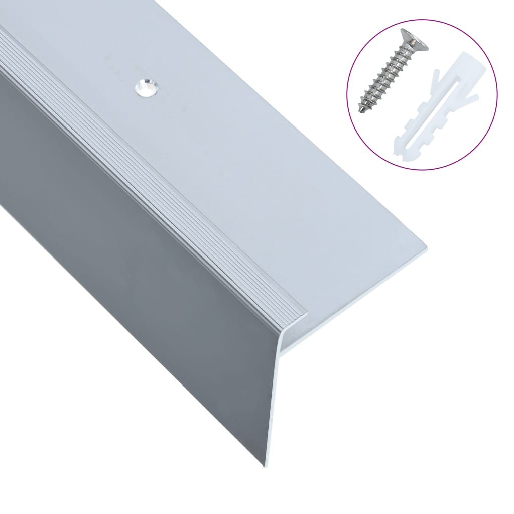 vidaXL Obrobe za stopnice F-oblike 15 kosov aluminij 90 cm srebrne