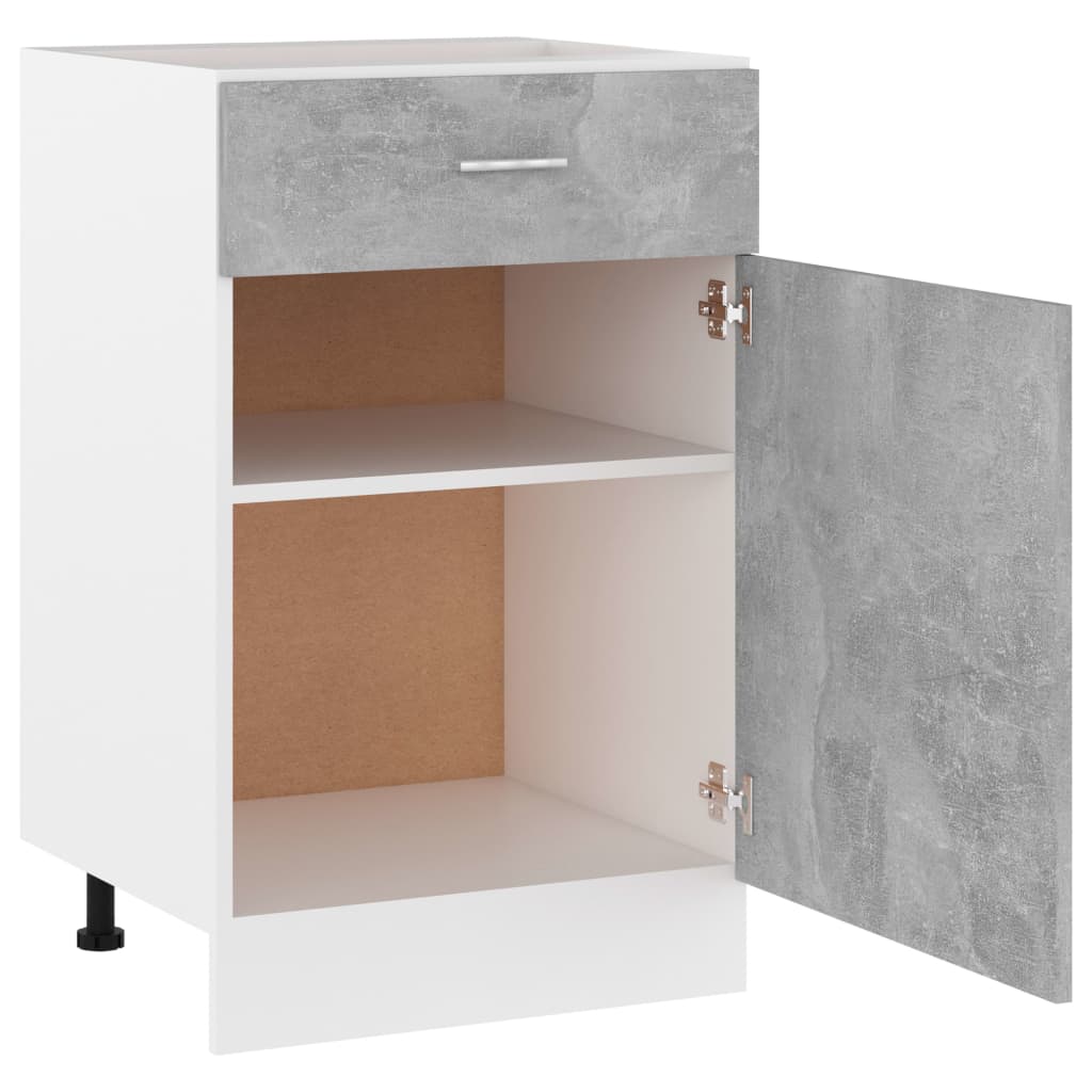 vidaXL Spodnja omarica s predalom betonsko siva 50x46x81,5 cm
