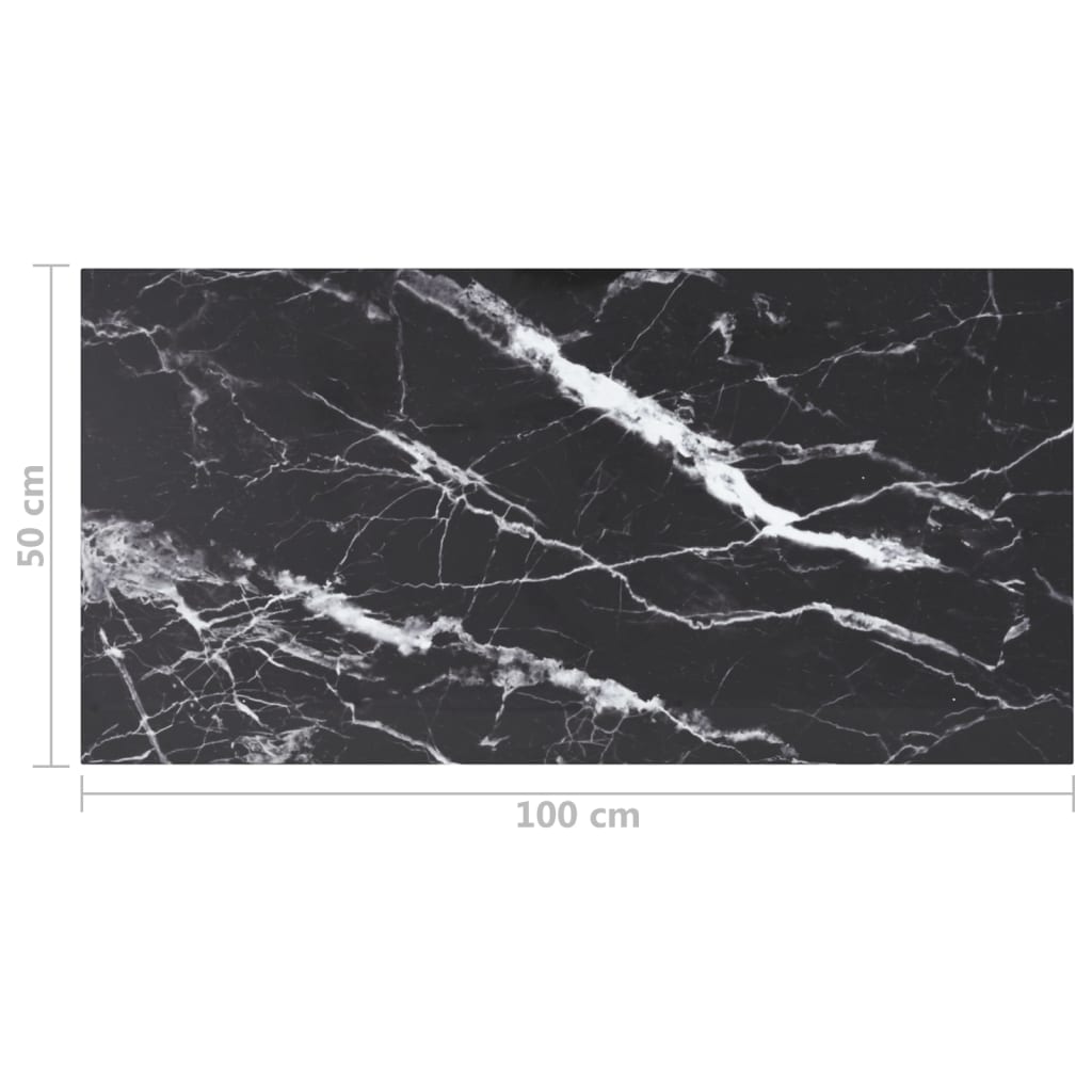 vidaXL Mizna plošča črna 100x50 cm 6 mm kaljeno steklo z marmorjem