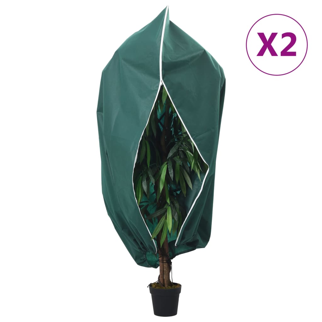 vidaXL Koprena za rastline iz flisa z zadrgo 2 kosa 70 g/m² 1,2x1,8 m