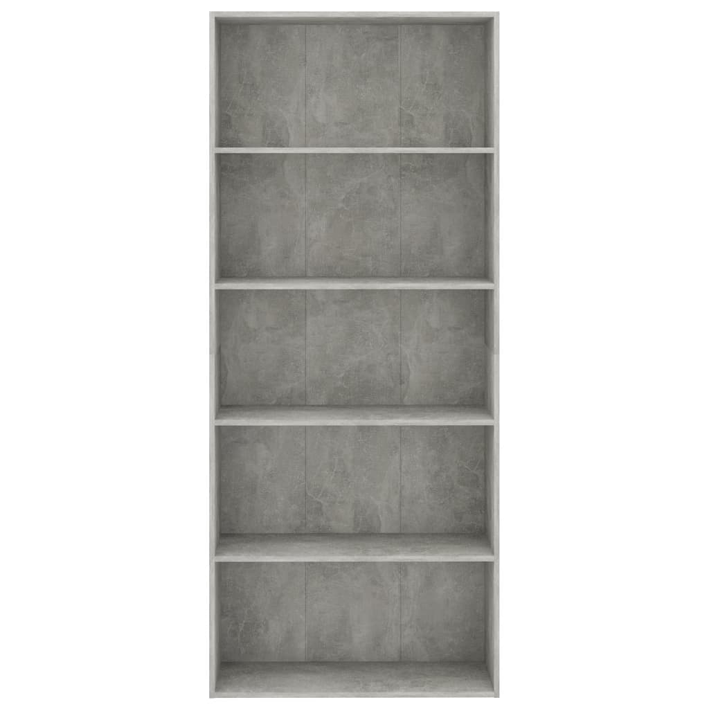vidaXL Knjižna omara 5-nadstropna betonsko siva 80x30x189 cm