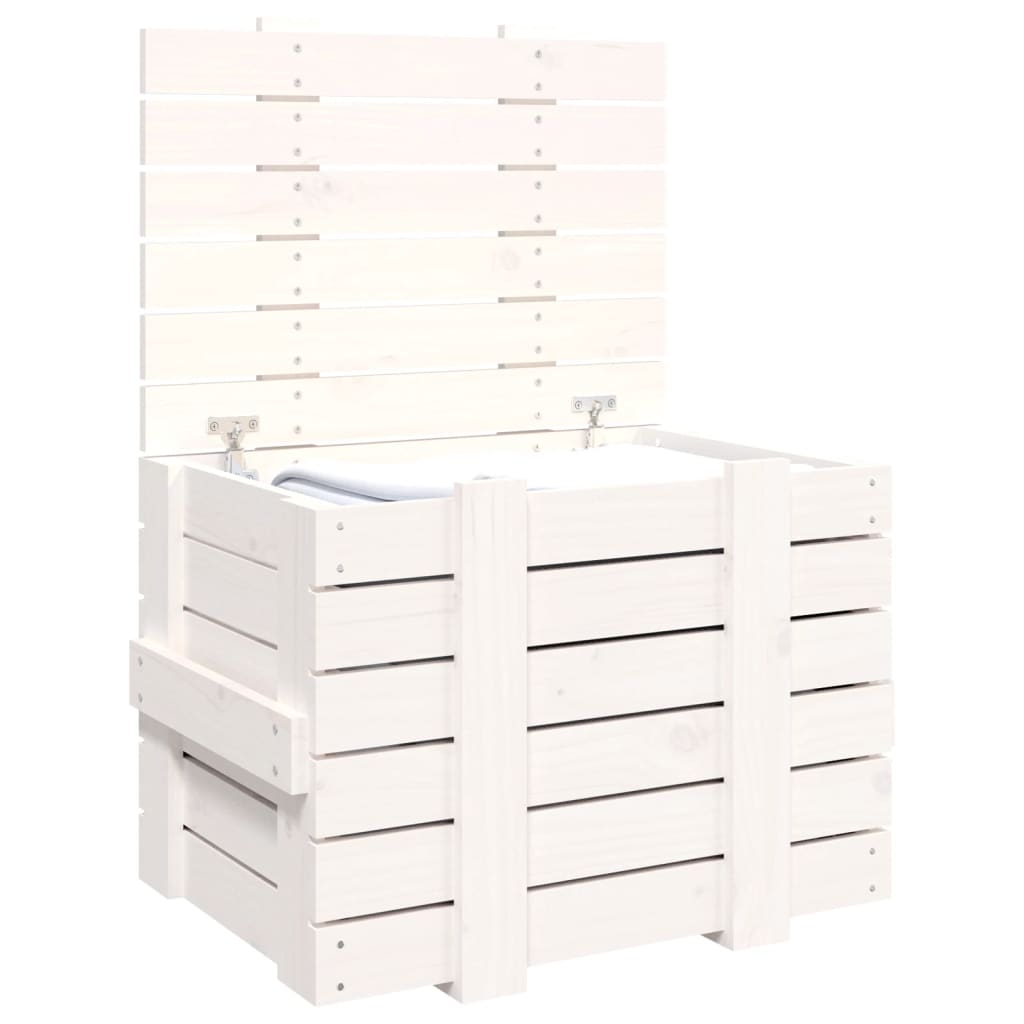 vidaXL Škatla za shranjevanje bela 58x40,5x42 cm trdna borovina