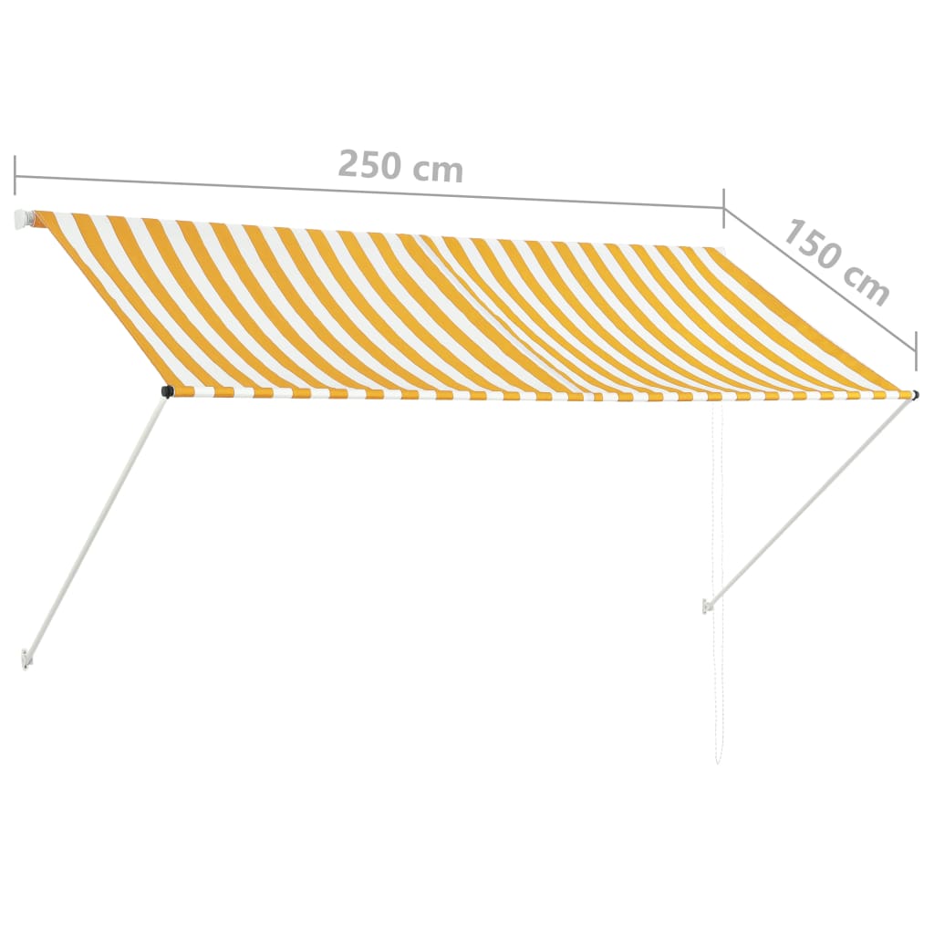 vidaXL Zložljiva tenda 250x150 cm rumena in bela