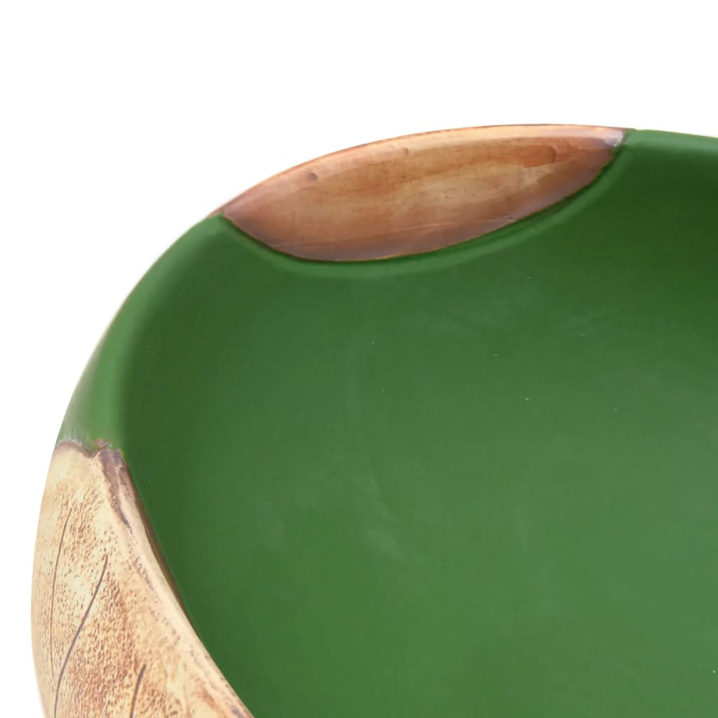vidaXL Nadpultni umivalnik zelen in rjav ovalen 59x40x15 cm keramika