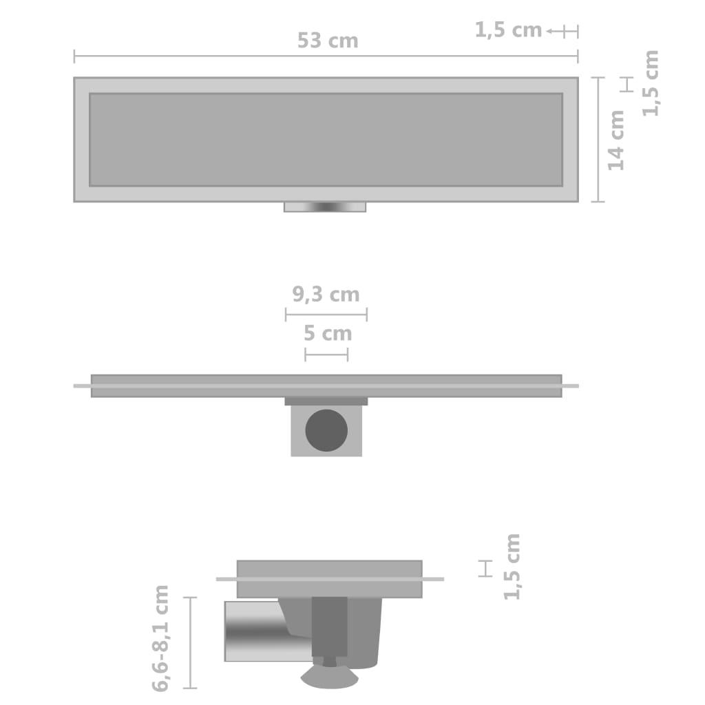 vidaXL Kanaleta za tuš z 2 v 1 pokrovom 53x14 cm nerjaveče jeklo