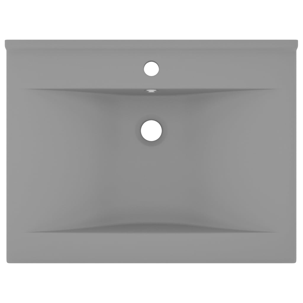 vidaXL Razkošen umivalnik z luknjo mat svetlo siv 60x46 cm keramičen
