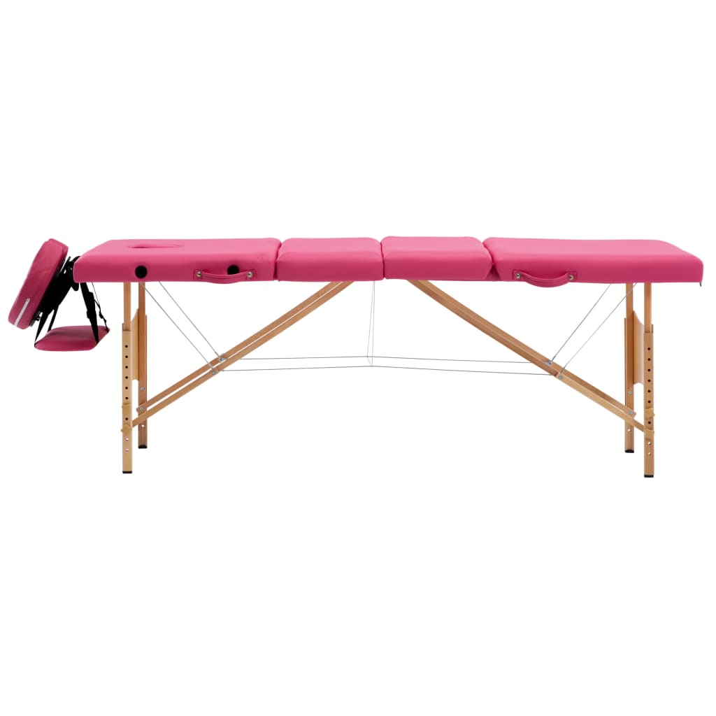 vidaXL Zložljiva masažna miza 4 cone les roza