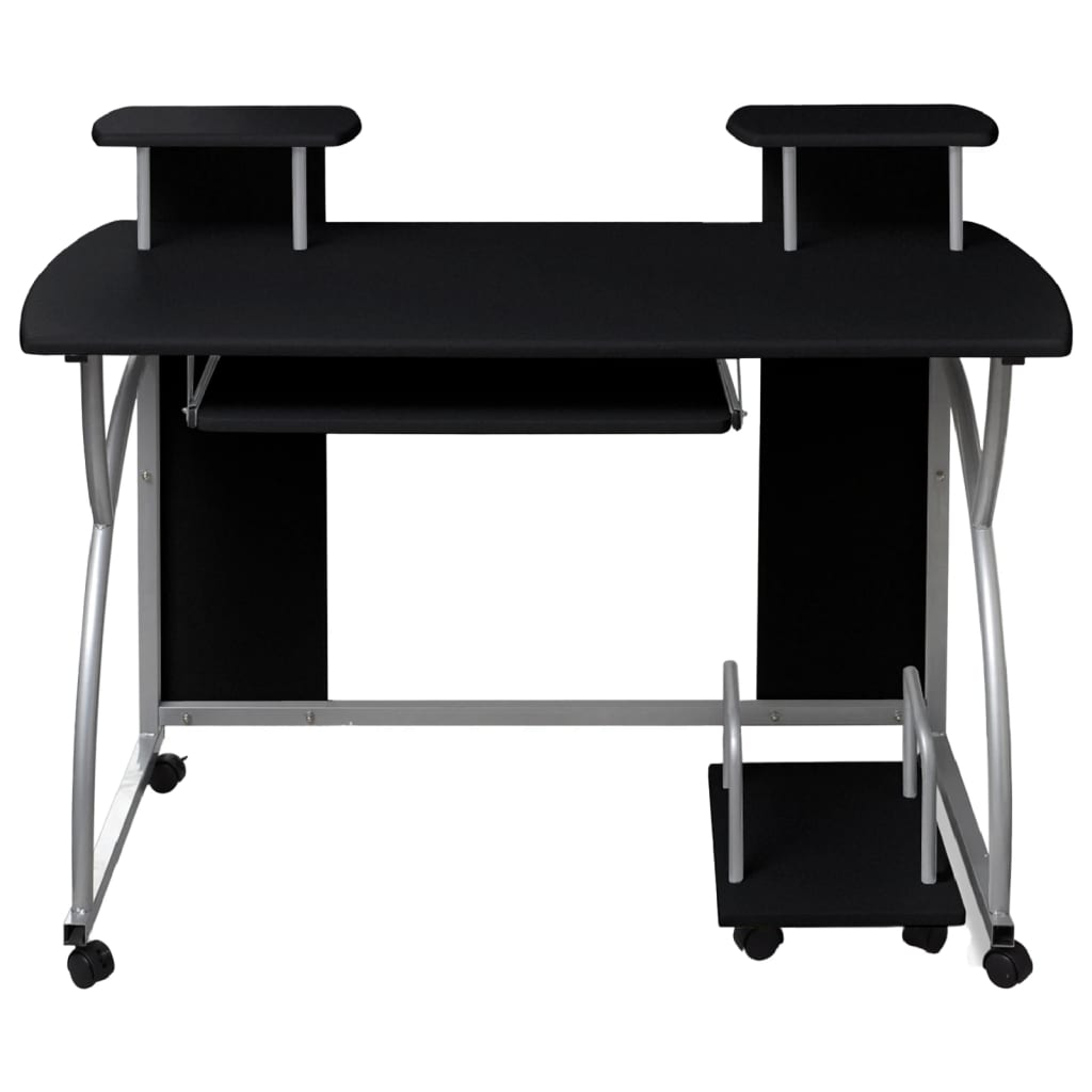 vidaXL Računalniška miza črna 110x52x88,5 cm inženirski les