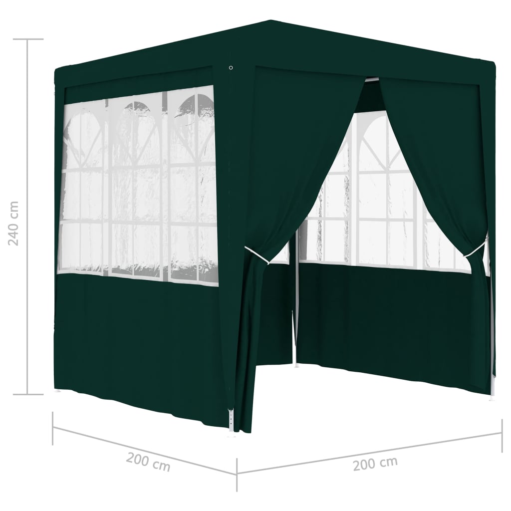 vidaXL Profesionalen vrtni šotor s stranicami 2x2 m zelen 90 g/m²