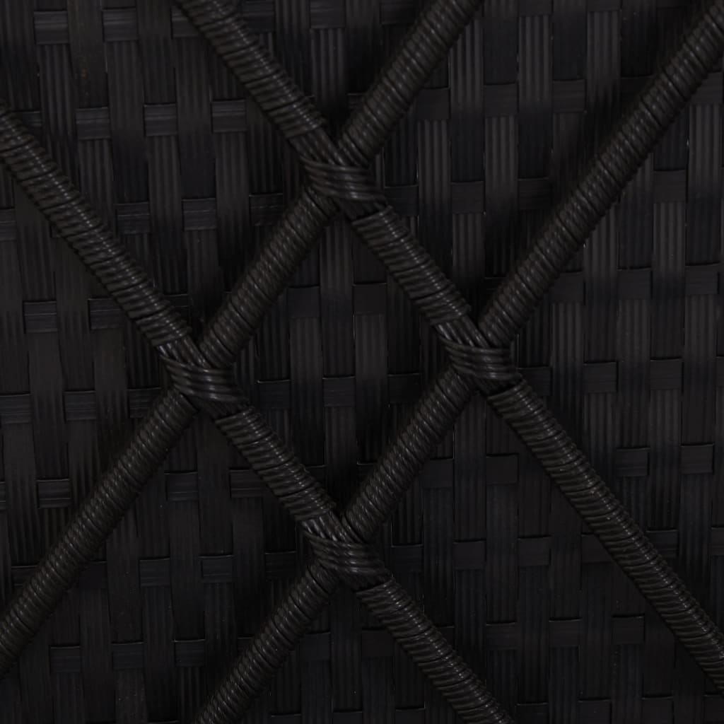 vidaXL Ležalnik z blazino poli ratan črn