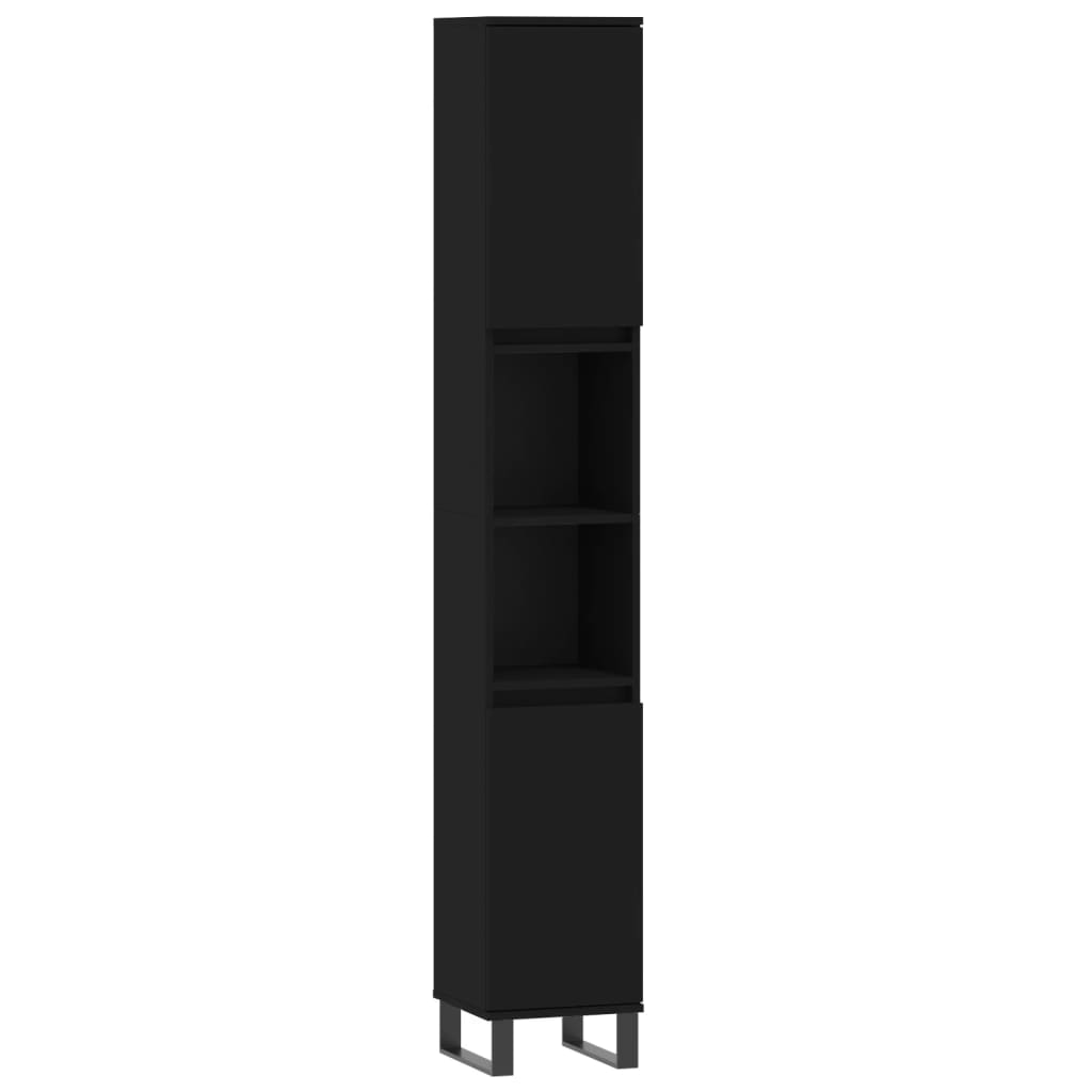 vidaXL Kopalniška omarica črna 30x30x190 cm inženirski les