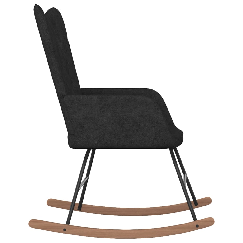 vidaXL Gugalni stol s stolčkom črno blago
