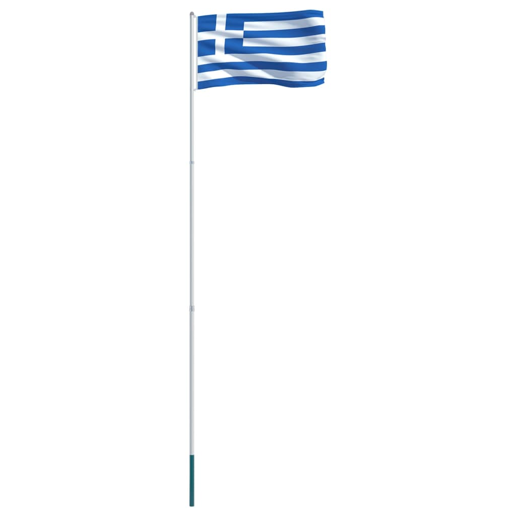 vidaXL Zastava Grčije in aluminijast zastavni drog 4 m