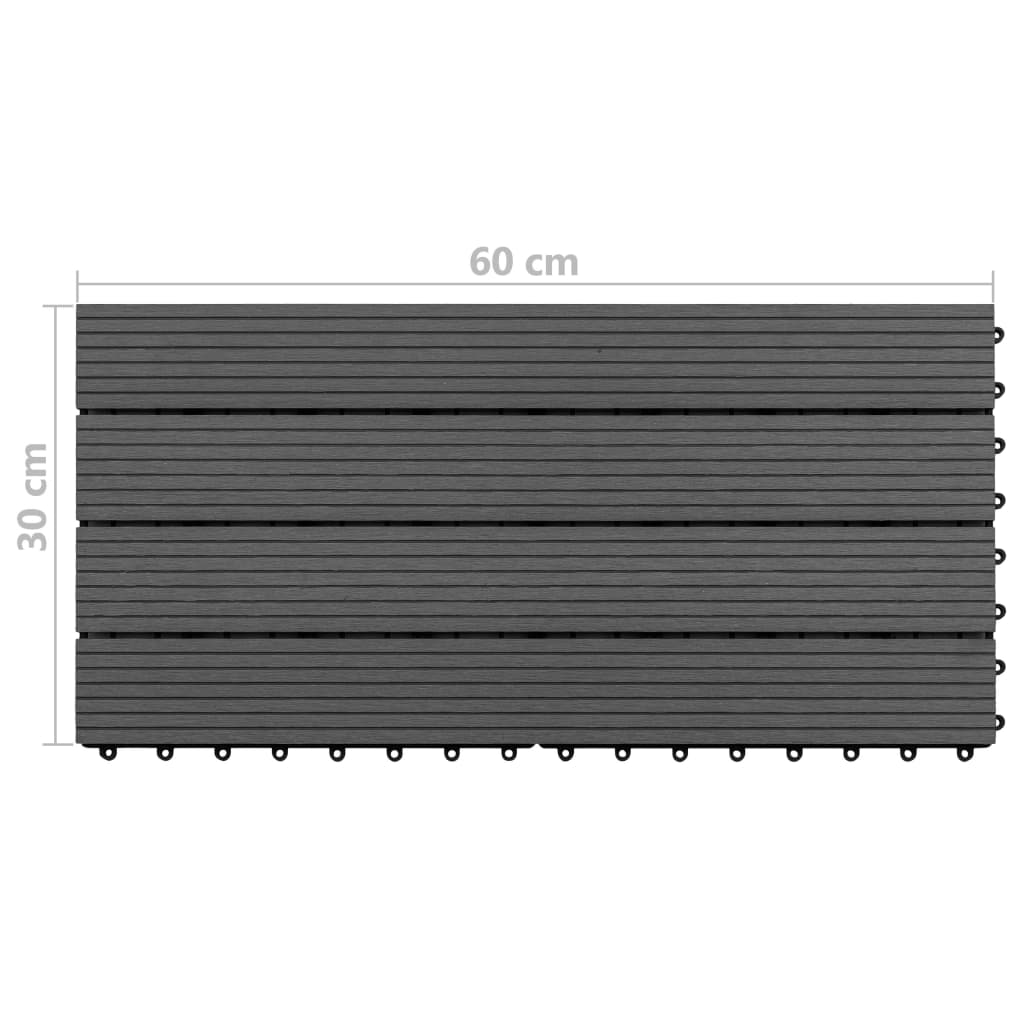 vidaXL Talne plošče 6 kosov WPC 60x30 cm 1,08 m² črne