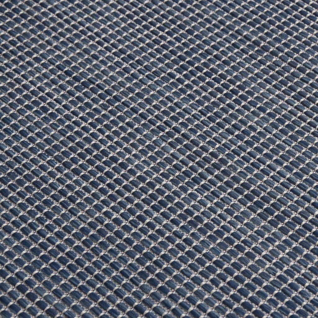 vidaXL Zunanja preproga ploščato tkanje 80x150 cm modra
