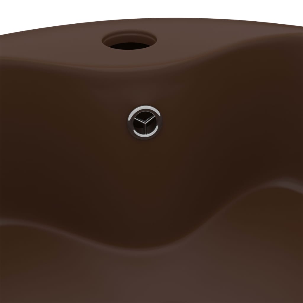 vidaXL Razkošen umivalnik mat temno rjav 36x13 cm keramičen
