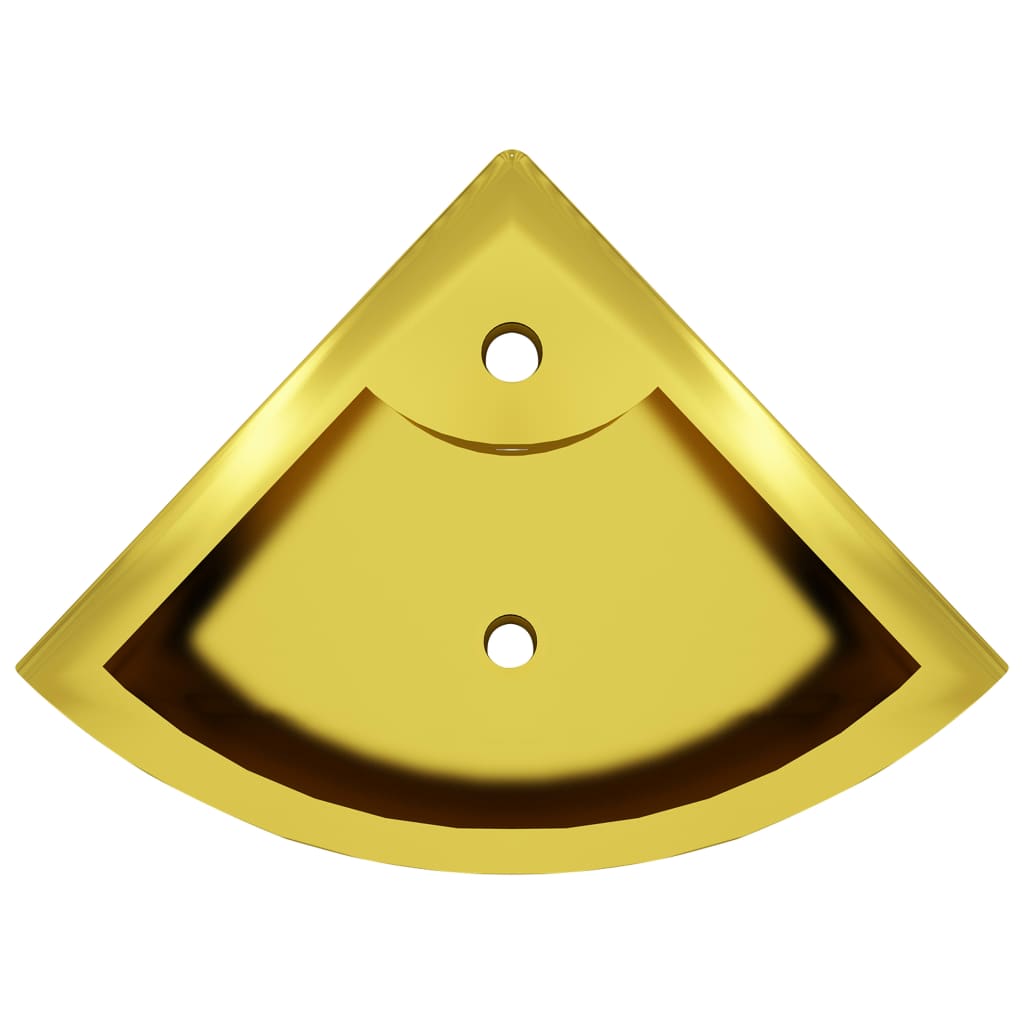 vidaXL Umivalnik z odprtino za odtekanje 45x32x12,5 cm keramičen zlat