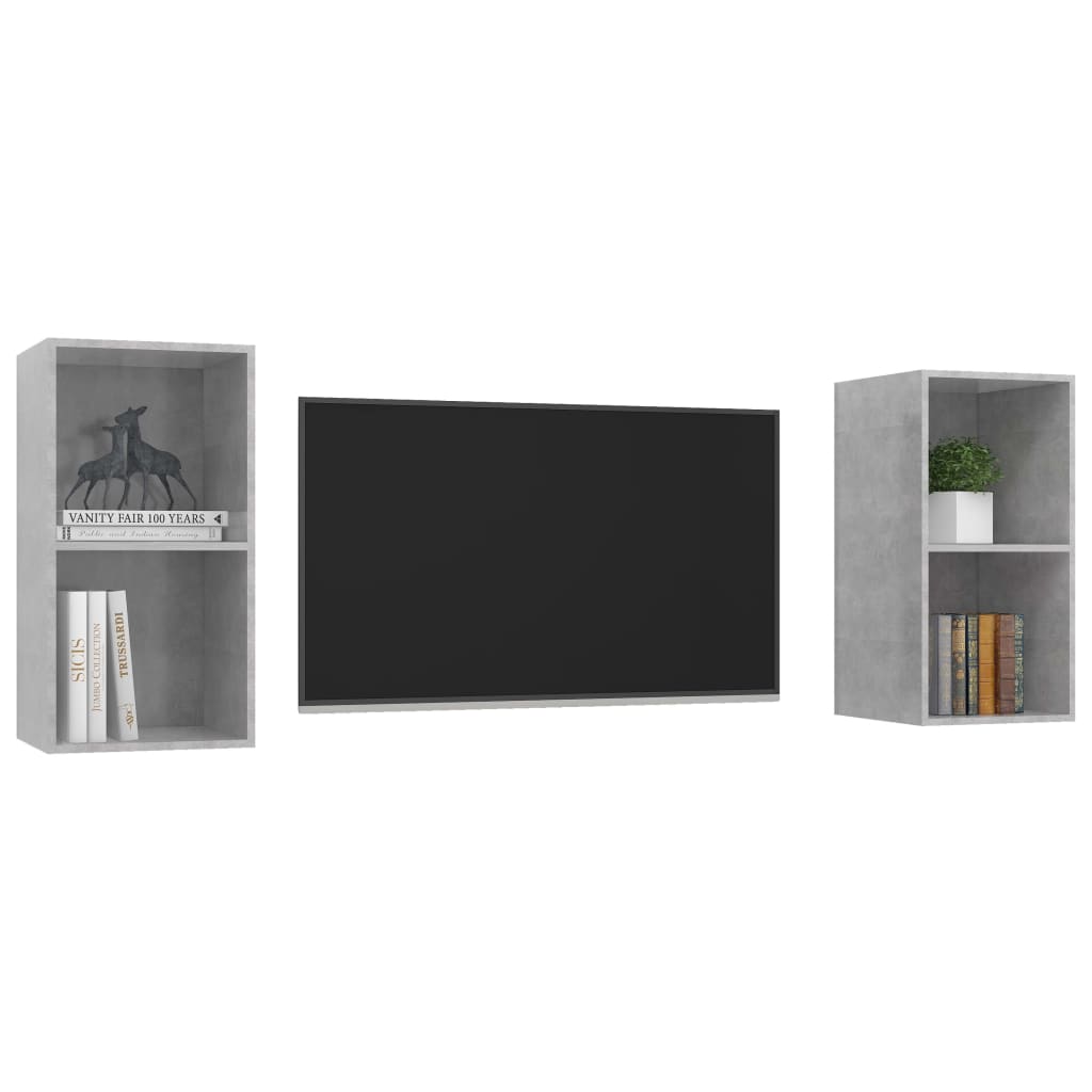 vidaXL Stenske TV omarice 2 kosa betonsko siva iverna plošča