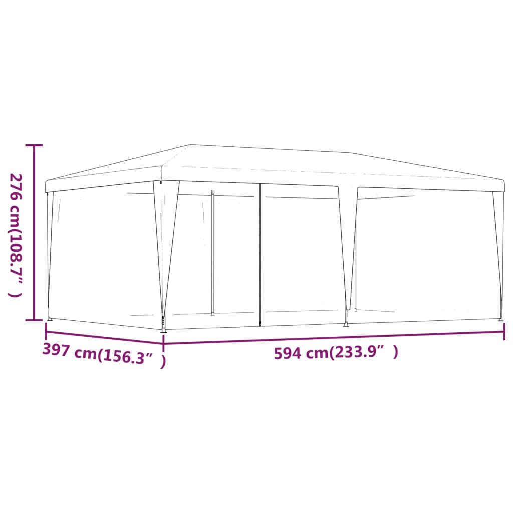 vidaXL Vrtni šotor s 6 mrežastimi stranicami moder 6x4 m HDPE