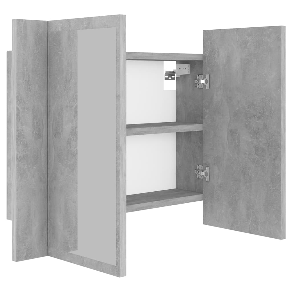 vidaXL LED kopalniška omarica z ogledalom betonsko siva 60x12x45 akril