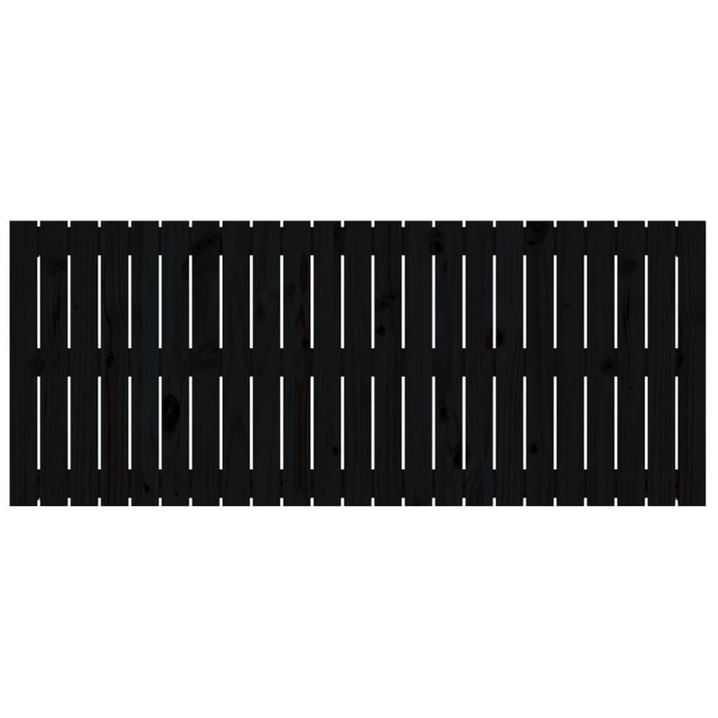 vidaXL Stensko posteljno vzglavje črno 147x3x60 cm trdna borovina