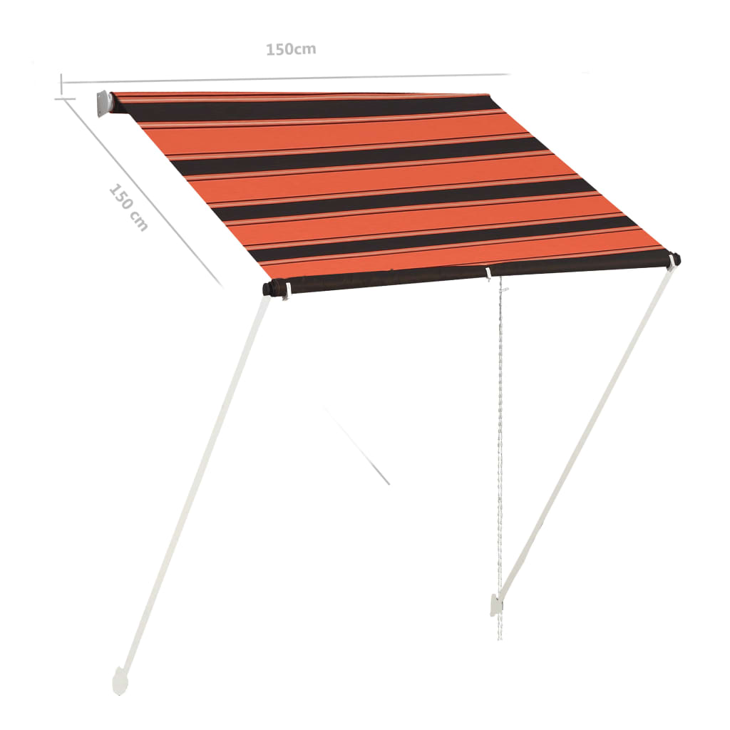 vidaXL Zložljiva tenda 150x150 cm oranžna in rjava