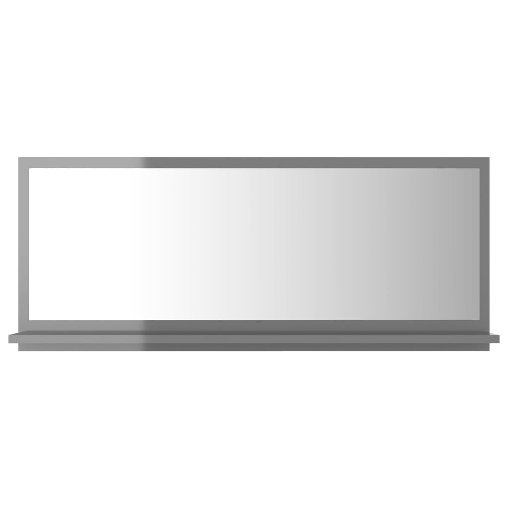 vidaXL Kopalniško ogledalo visok sijaj sivo 90x10,5x37 cm iverna pl.
