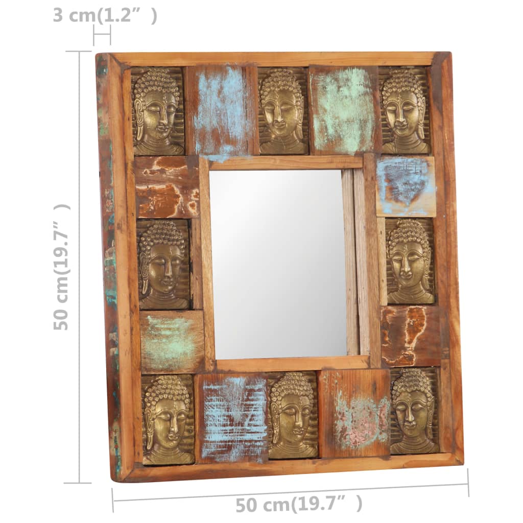 vidaXL Ogledalo z Budo 50x50 cm trden predelan les
