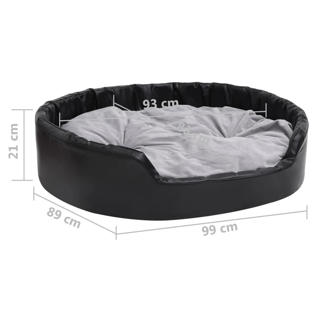 vidaXL Pasja postelja črna in siva 99x89x21 cm pliš in umetno usnje