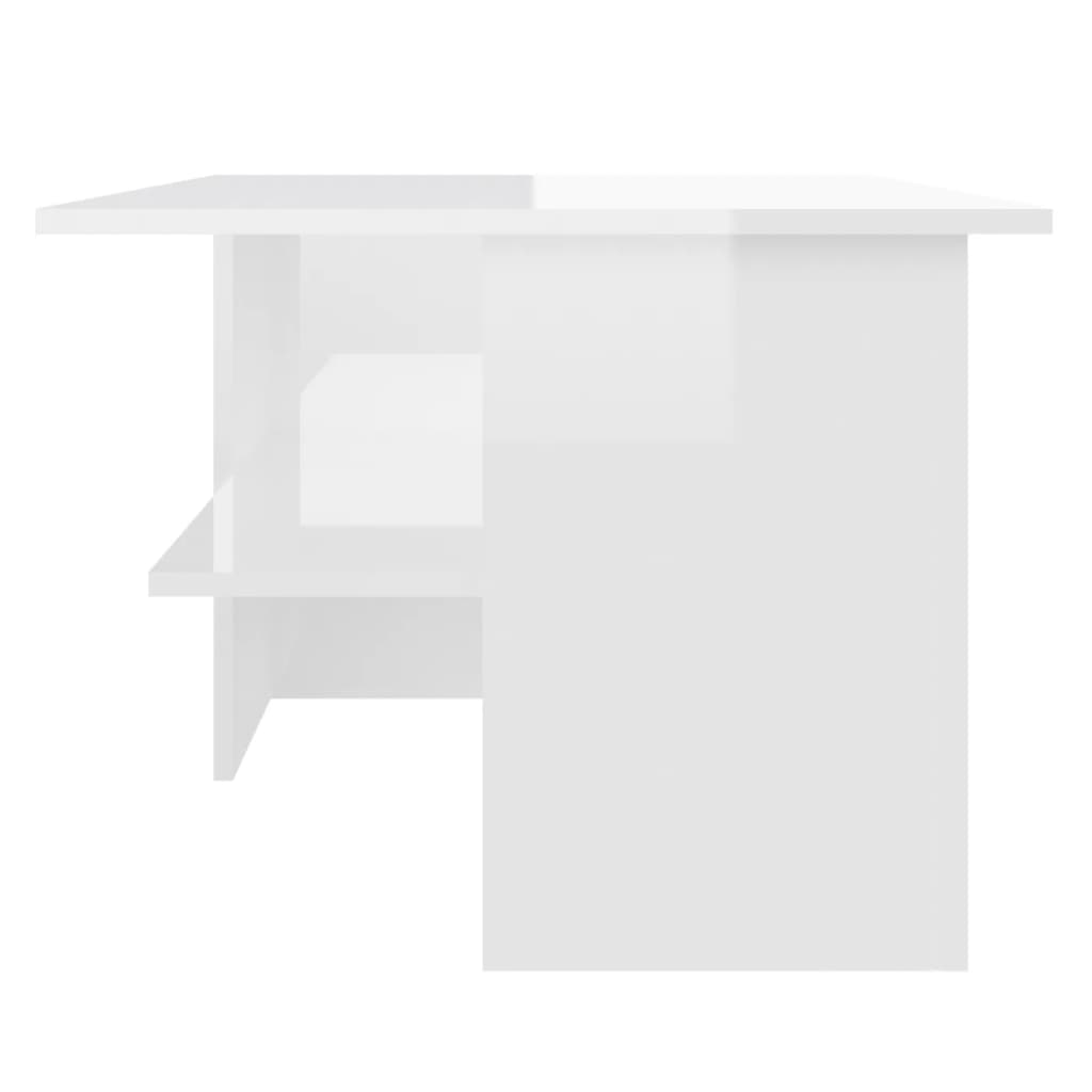 vidaXL Klubska mizica visok sijaj bela 90x60x46,5 cm iverna plošča