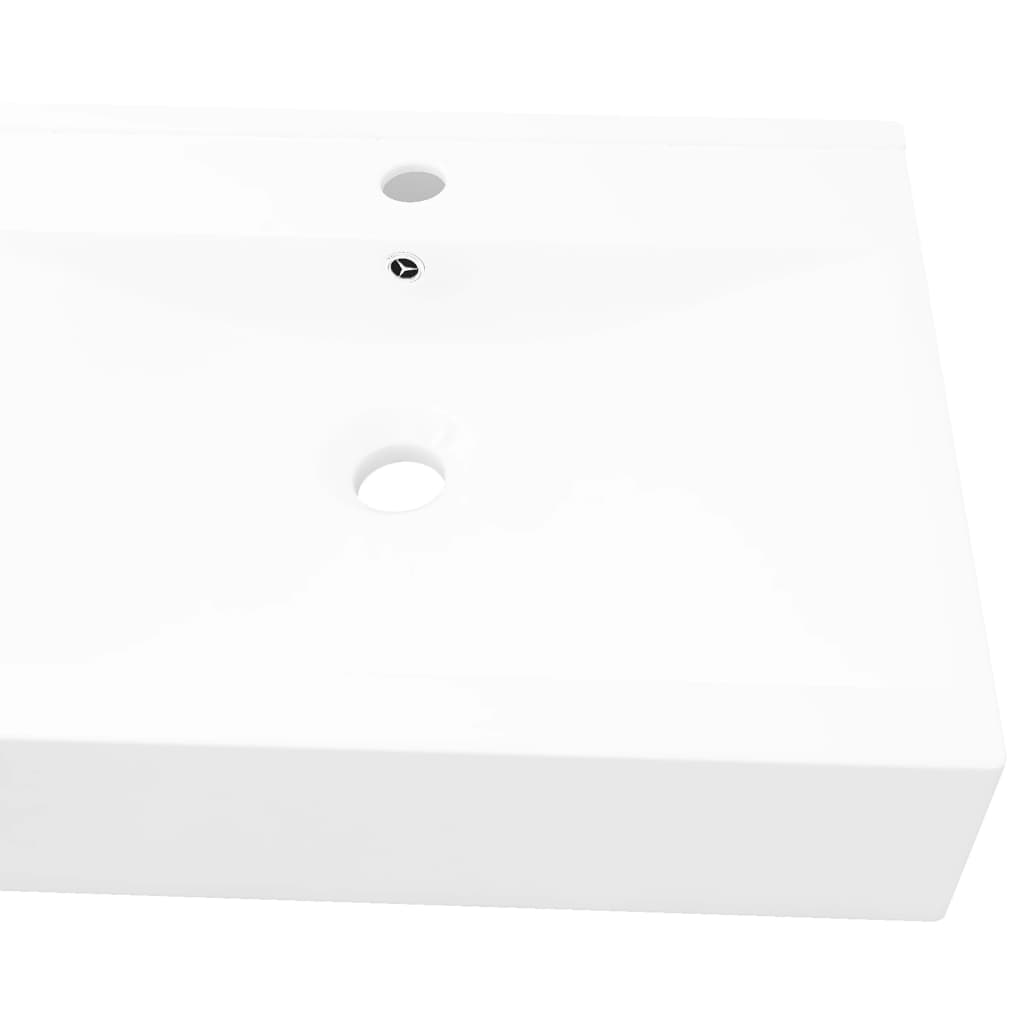 vidaXL Keramični umivalnik pravokoten bel z odprtino za pipo 60x46 cm