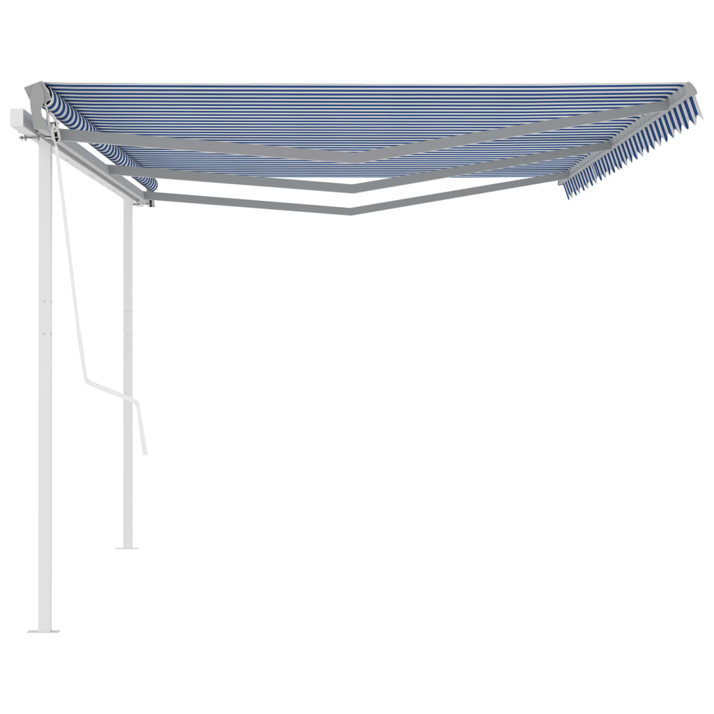 vidaXL Avtomatsko zložljiva tenda s stebrički 6x3 m modra in bela