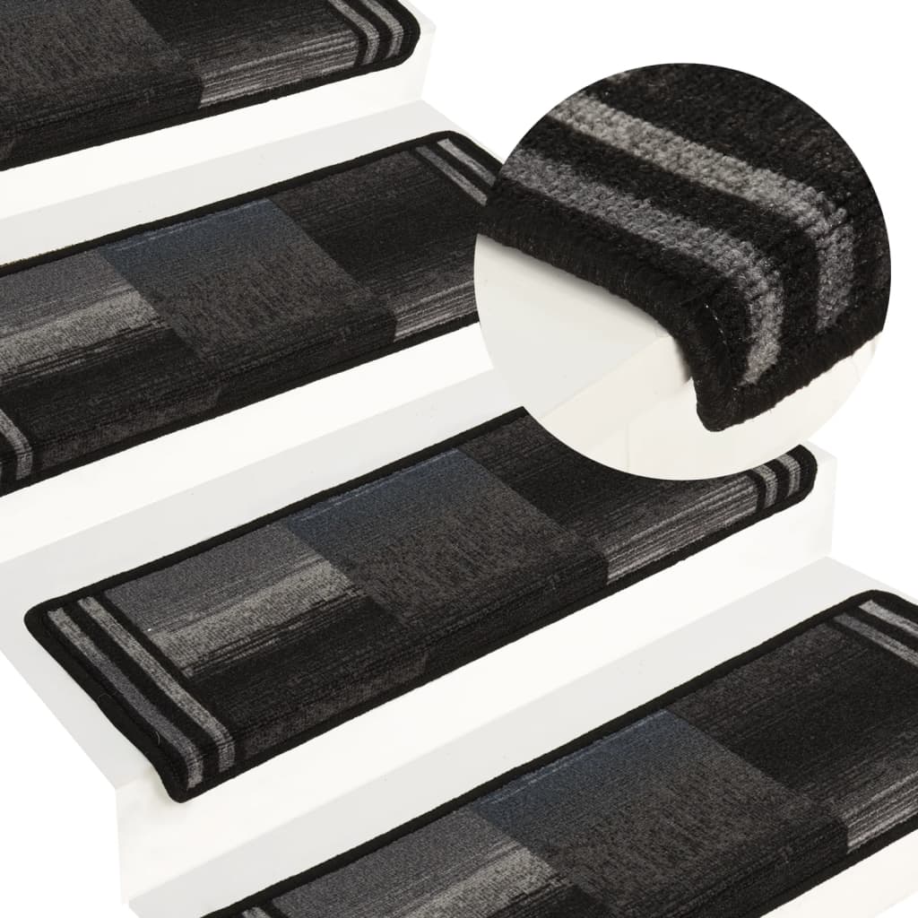 vidaXL Samolepilne preproge za stopnice 15kosov 65x21x4cm črne in sive
