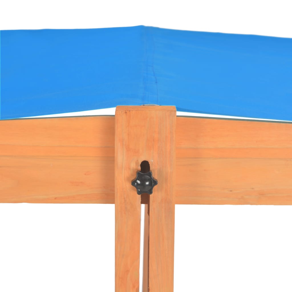 vidaXL Peskovnik z nastavljivo streho les jelke moder UV 50