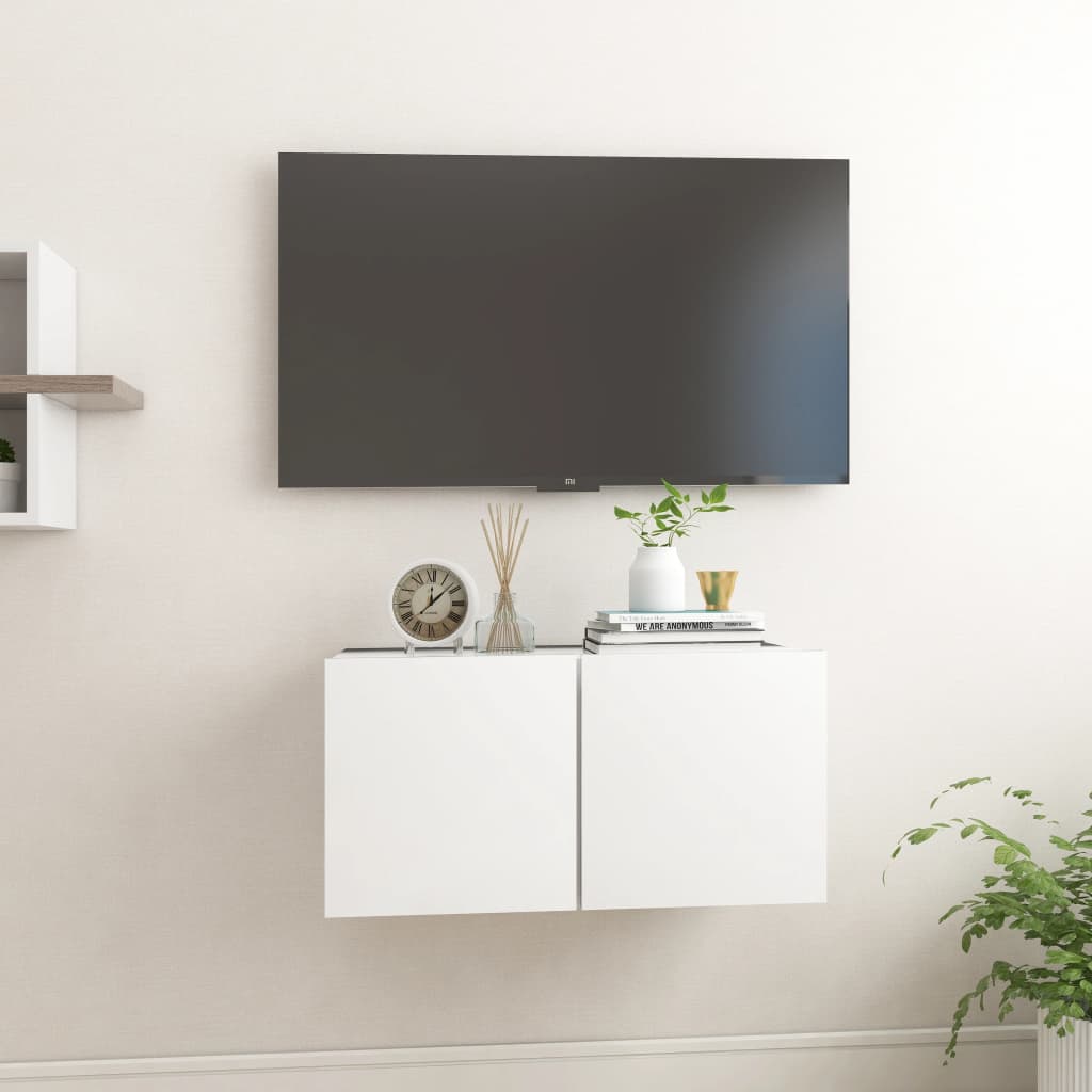 vidaXL Viseča TV omarica bela 60x30x30 cm
