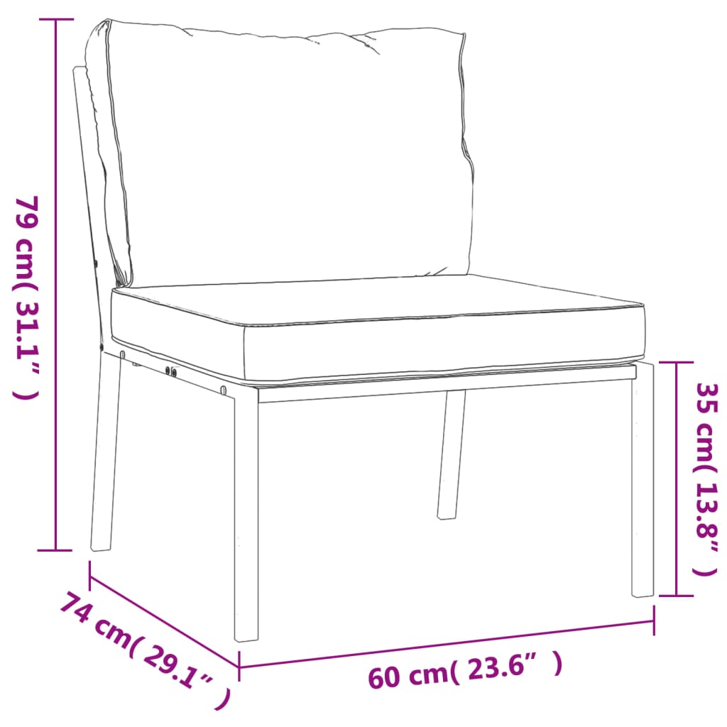 vidaXL Vrtni stoli s sivimi blazinami 2 kosa 60x74x79 cm jeklo