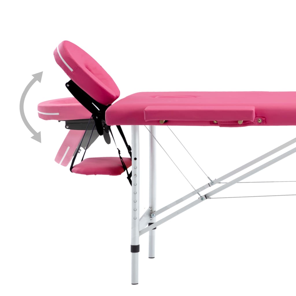 vidaXL Zložljiva masažna miza 4 cone aluminij roza