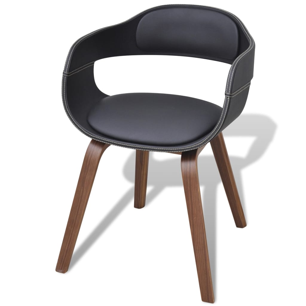 vidaXL Jedilni stoli 2 kosa črni ukrivljen les in umetno usnje