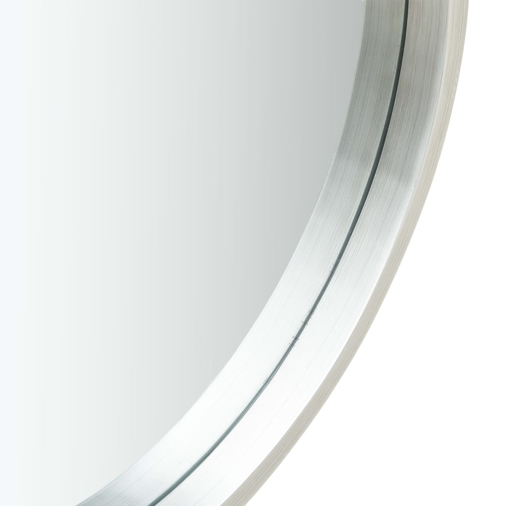 vidaXL Stensko ogledalo s pasom 50 cm srebrno