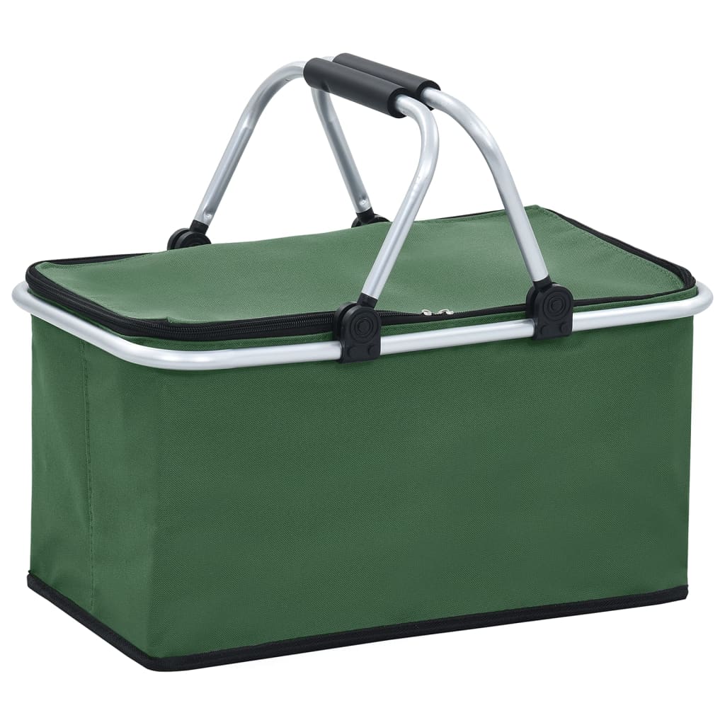 vidaXL Zložljiva hladilna torba zelena 46x27x23 cm aluminij