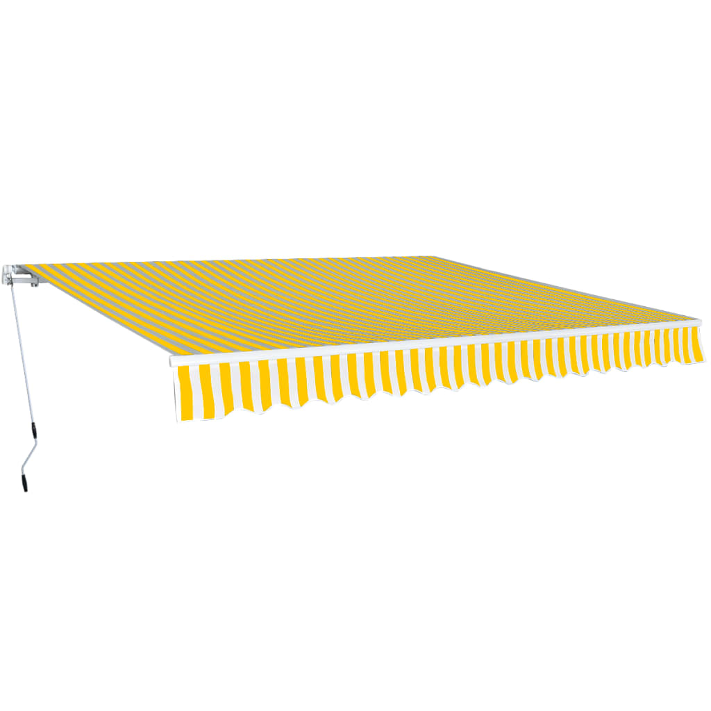 vidaXL Ročno zložljiva tenda 400 cm rumene in bele barve