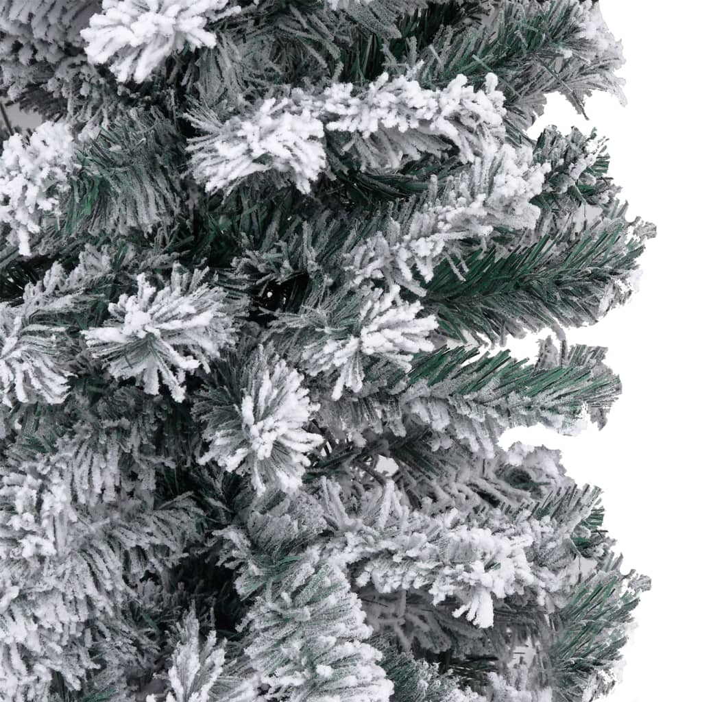 vidaXL Ozka osvetljena umetna novoletna jelka s snegom 240 cm PVC