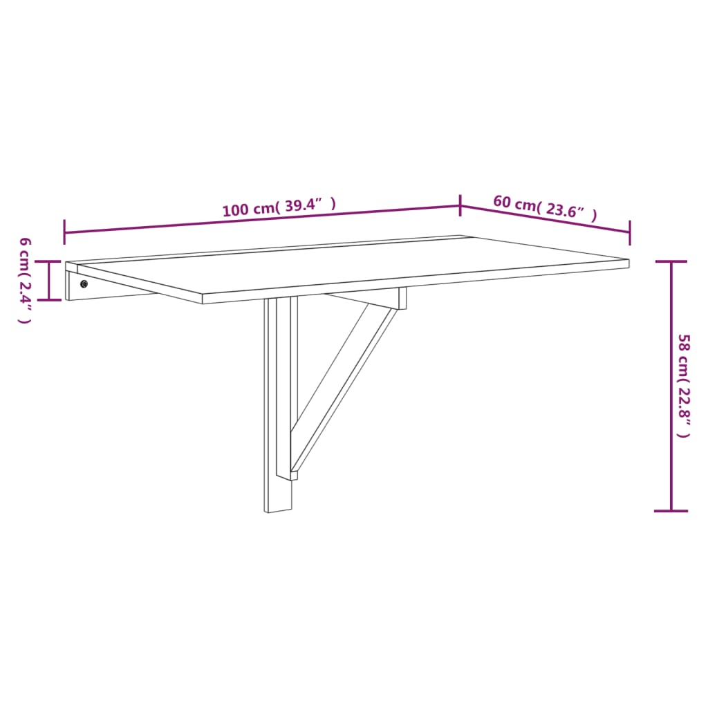 vidaXL Zložljiva stenska miza dimljen hrast 100x60x56cm inženirski les
