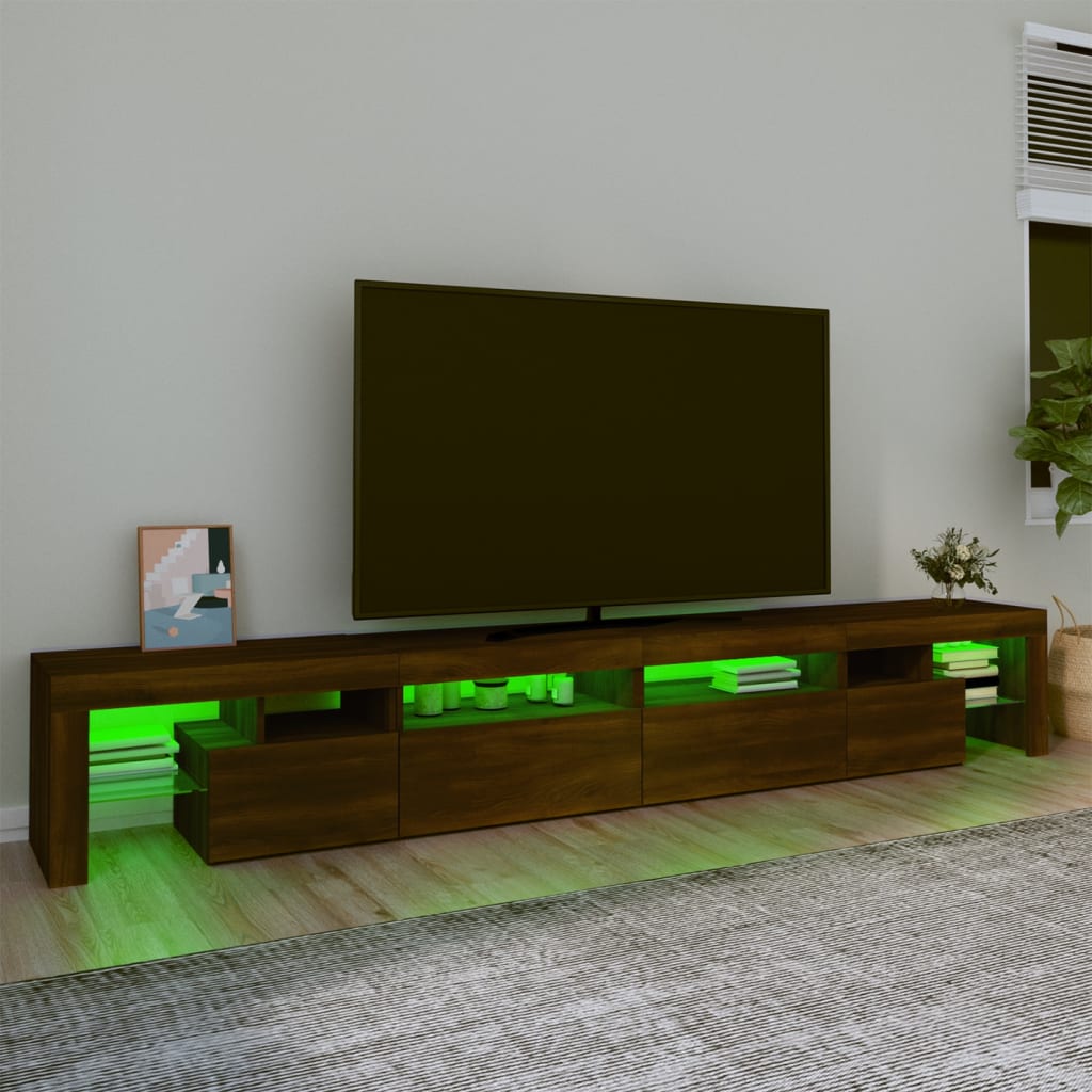 vidaXL TV omarica z LED lučkami rjav hrast 260x36,5x40 cm