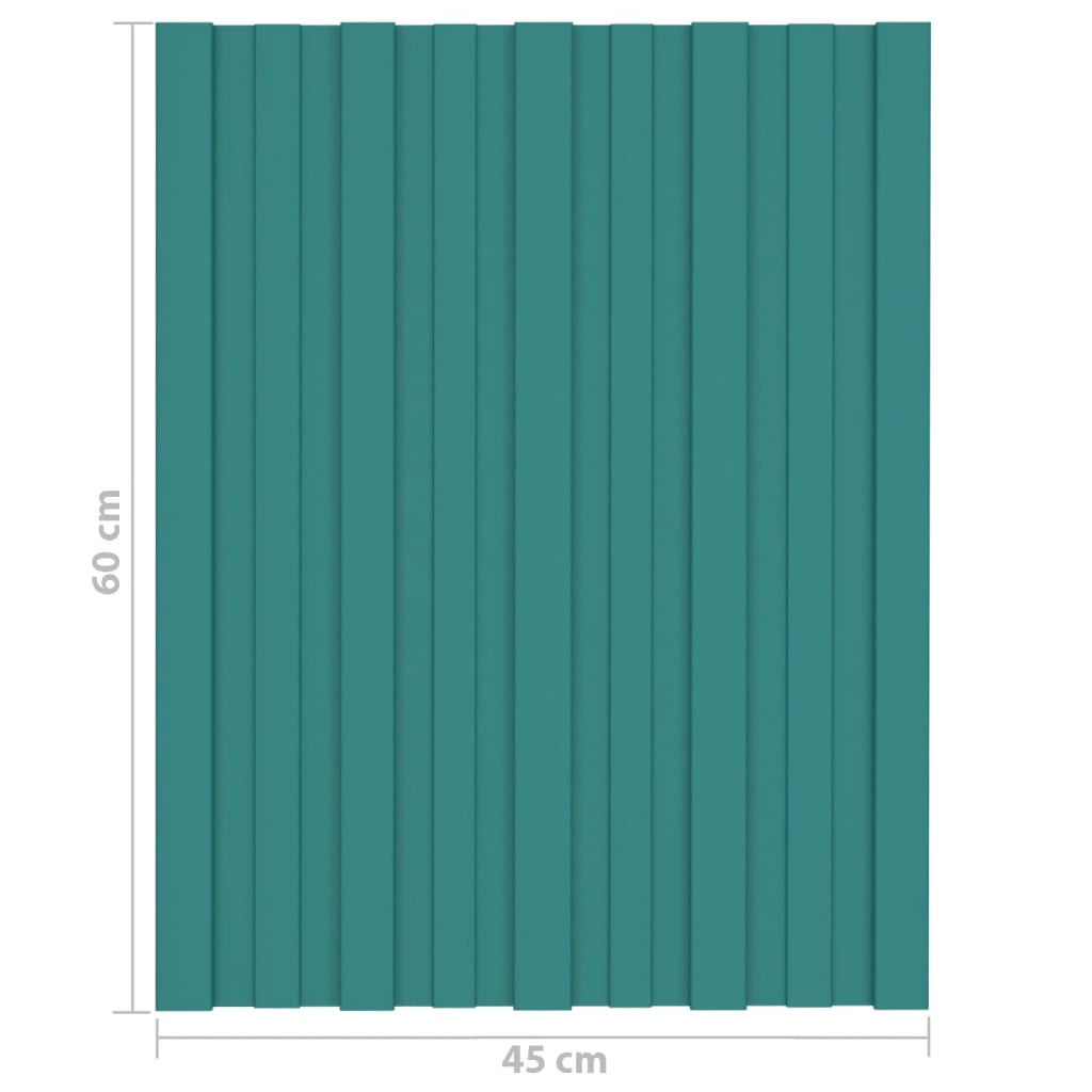 vidaXL Strešni paneli 36 kosov pocinkano jeklo zeleni 60x45 cm